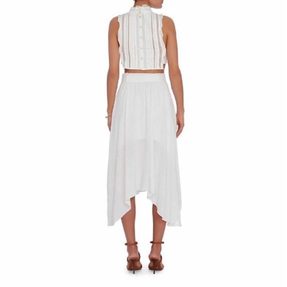 ALC White Belted Asymmetric Midi Handkerchief Skirt Size 2